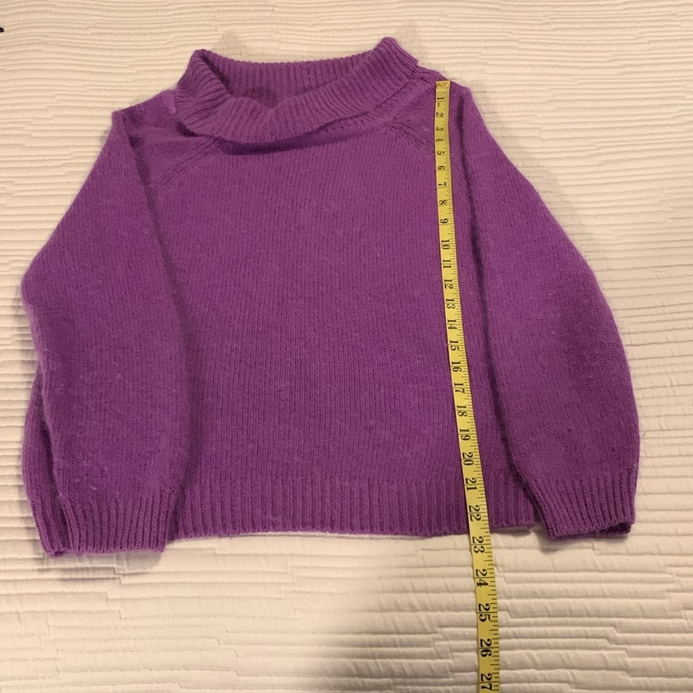 Vintage Nuggets Coquette Silk Angora Lambswool Cow Neck Purple Sweater Small - Picture 10 of 10